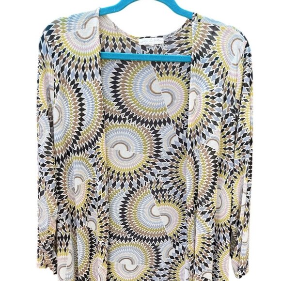 Joie De Vivre Womens Art Deco Lightweight Duster Abstract Retro Boho 1X - Picture 2 of 5